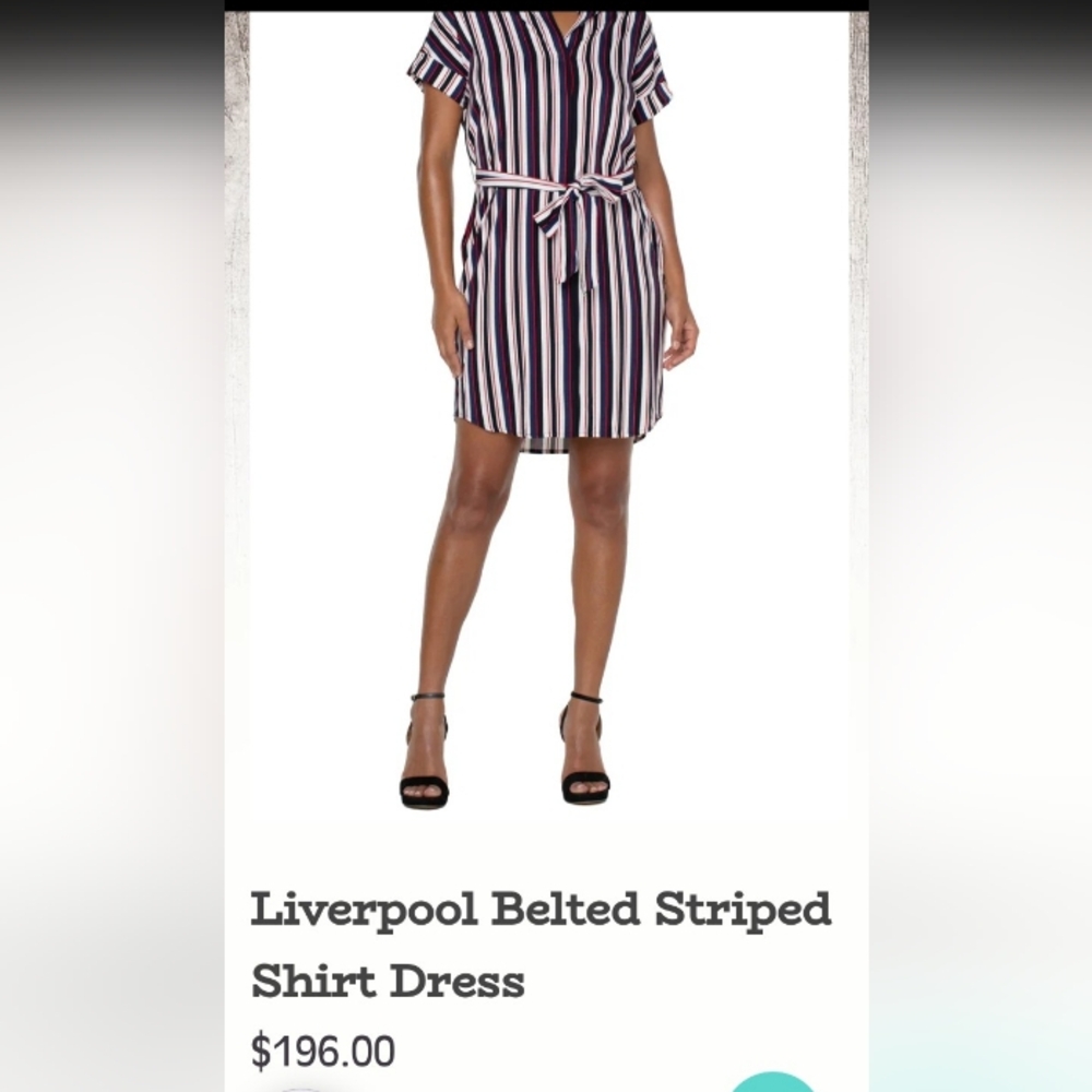 Liverpool Blue and White Short Sleeve Shirt Dress